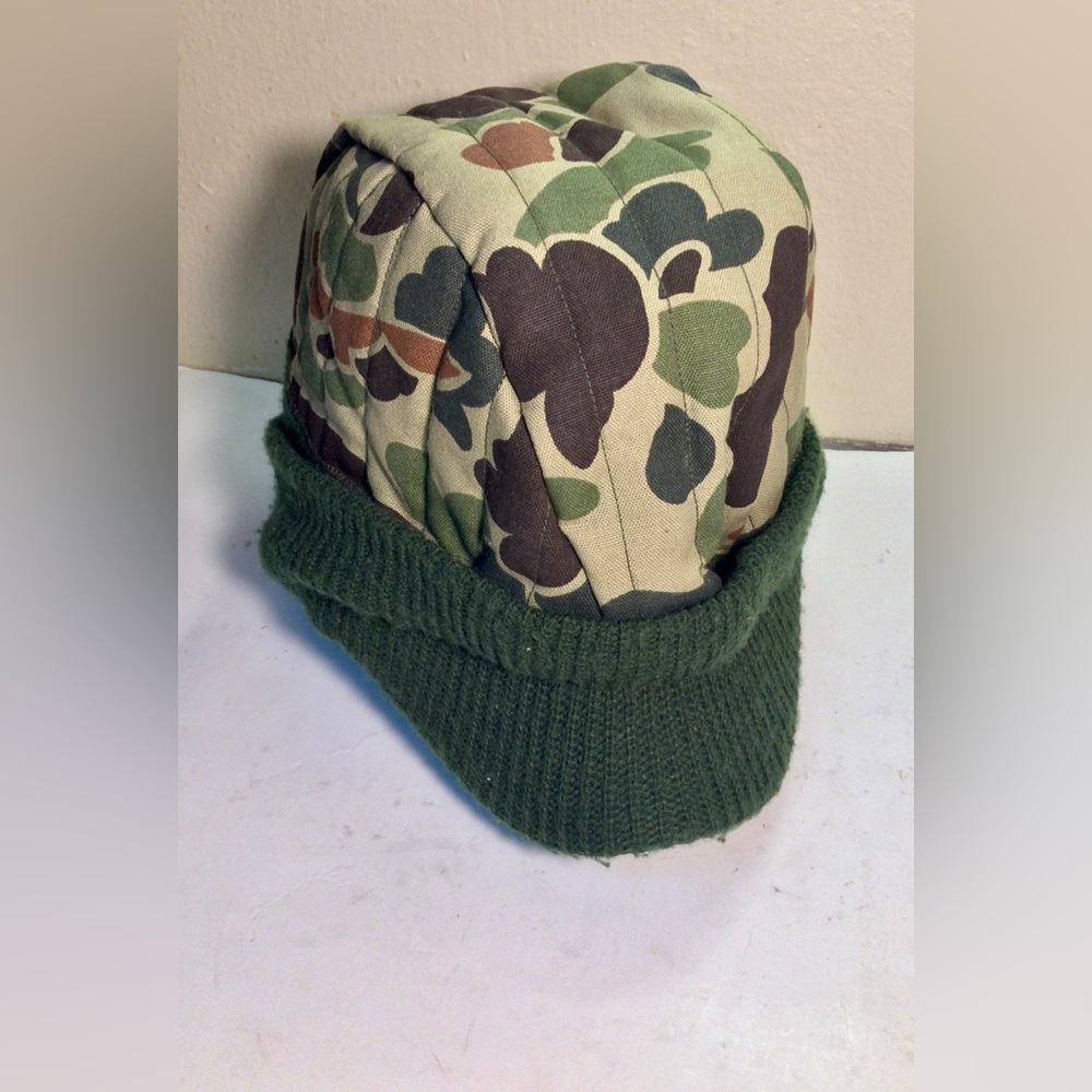 Walls Vintage Camo Insulated Hunting Beanie Brim OSFA ~ Made In USA ~Camouflage